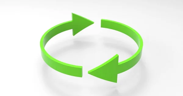 Groene Eco Recycle Pijlen, gerecycled pictogram en rotatiecyclussymbool met pijlen Stockfoto