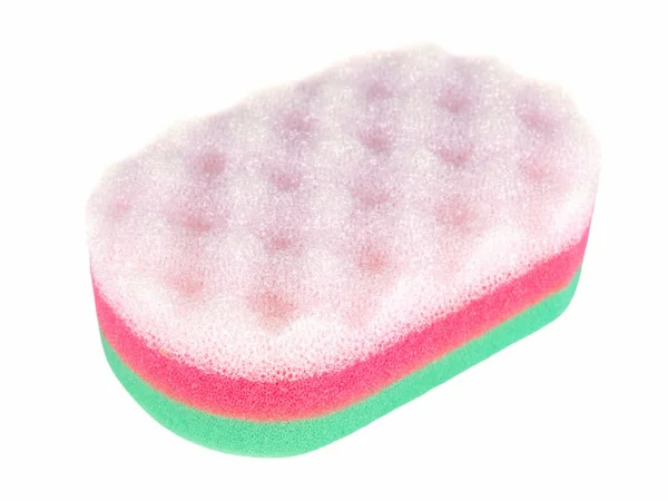 Sponge Tri-color, Bath Sponge isolated on white background — Stock Photo, Image