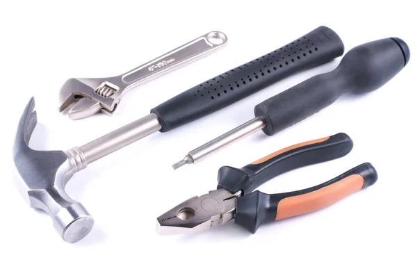 Utensili, martello, pinze, cacciavite e chiave — Foto Stock