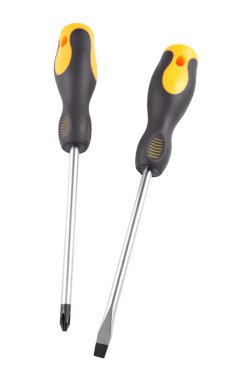 Tornavidalar, beyaz bir arka plan üzerinde izole iş araçları