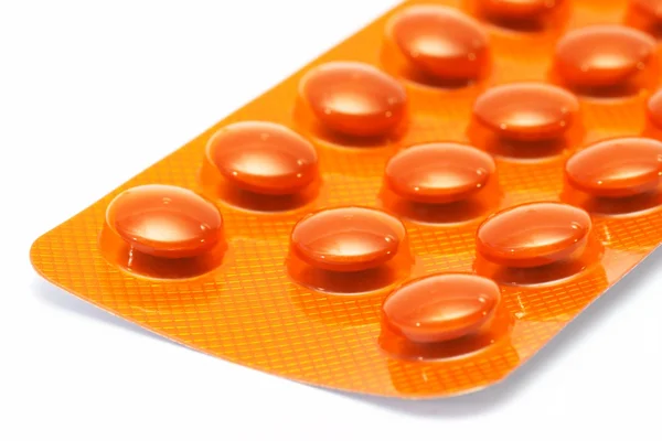 Pillen, capsules op witte achtergrond, farmacie, geneeskunde — Stockfoto