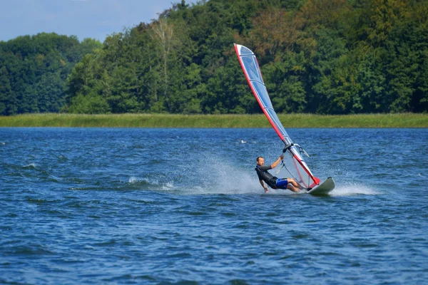 Windsurfing on the lake Niesłysz, Poland — Stock Photo, Image