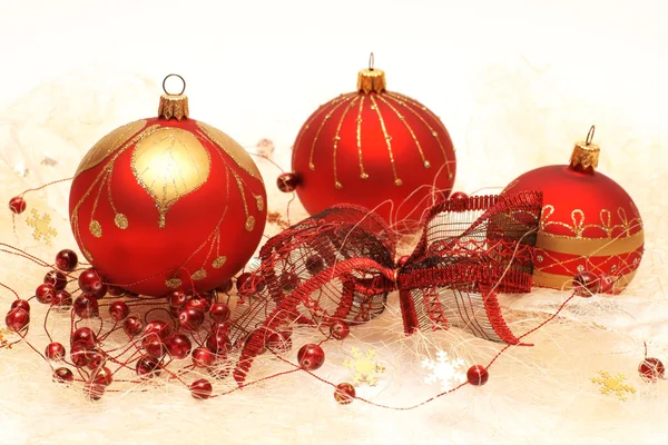 Christmas decorations, red baubles — Stock Photo, Image