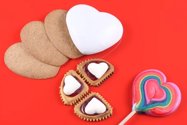 Heart, cakes and lollipop, Valentine's Day — Stock Photo, Image