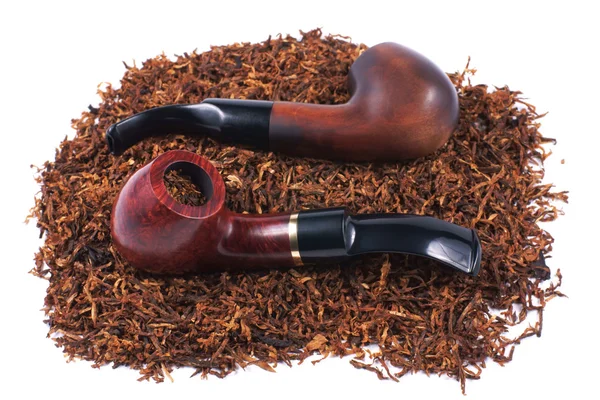 Pipes and tobacco isolated on white — Stock Photo, Image