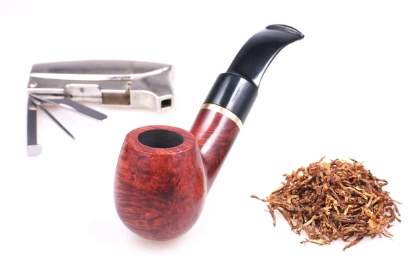 Pipe, tobacco, cigarette lighter — Stock Photo, Image
