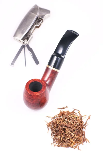 Pipe, tobacco, cigarette lighter — Stock Photo, Image