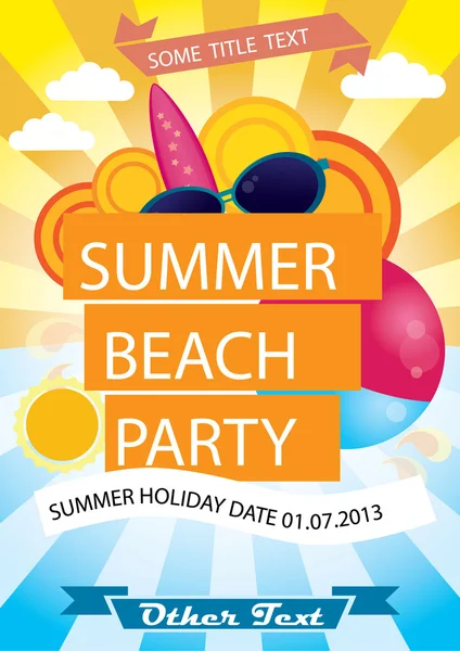 Sommer Beach Party Vektor Poster — Stockvektor