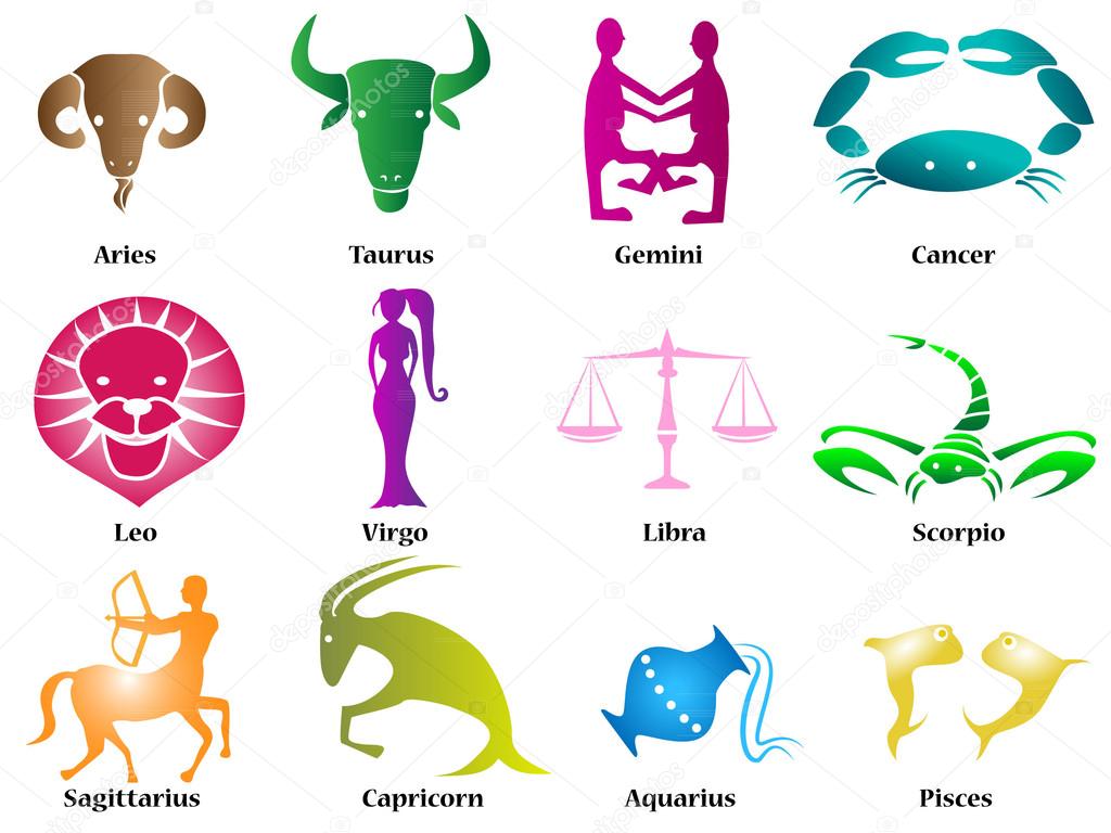 Set of astrological zodiac symbols.Horoscope signs.