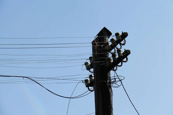 Wires Insulators Vintage Telegraph Pole — Stock fotografie