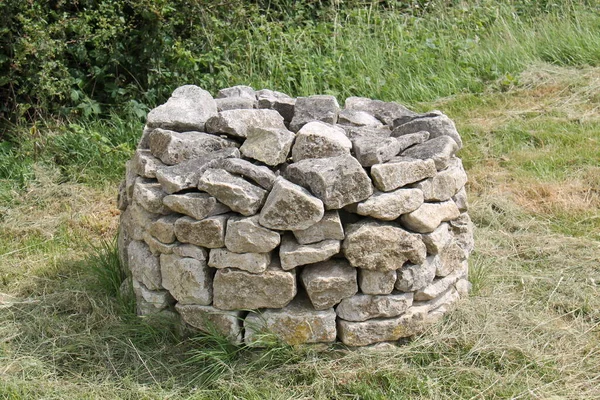 Dry Stone Wall Marker Seat Circle — Zdjęcie stockowe