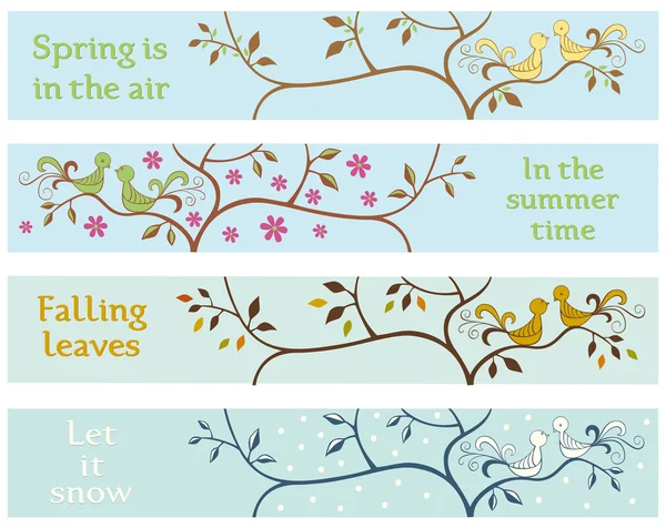 4 mevsim afiş — Stok Vektör