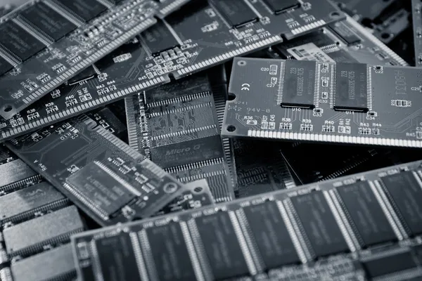 RAM memória háttérszín feldolgozott kék — Stock Fotó