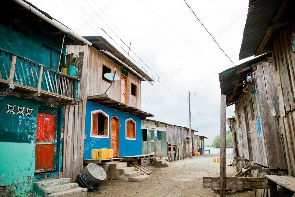 Third world neighborhood with colorful houses