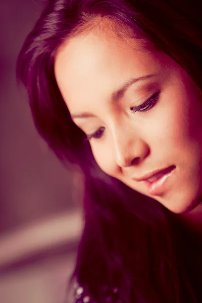 Woman portrait, bit lip color processed — Stock Photo, Image