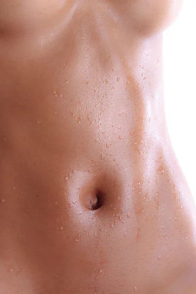 黒い裸の若い女性のウェット腹部 — ストック写真