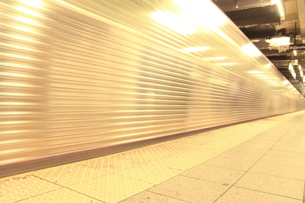 New York subway, long exposure, color toned — Stock Photo, Image