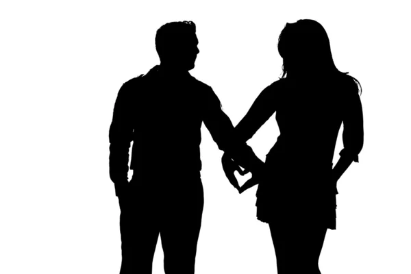 Couple silouette photography forming a heart — Stock Photo, Image