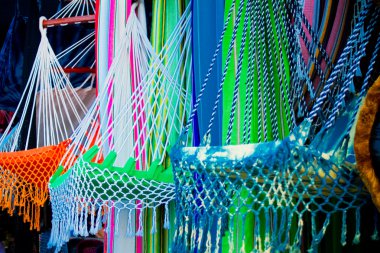 bir plaj renkli hamak