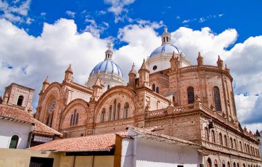 New cathedral in Cuenca with blue sky clipart