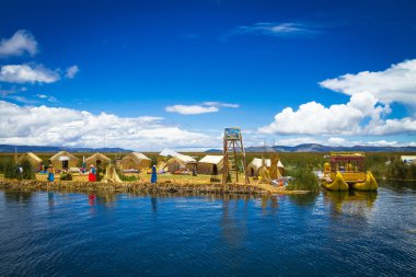 Peru, floating Uros islands on the Titicaca lake clipart
