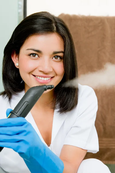 Portrait of a hot young lady in cleaning gear — Stock Photo, Image