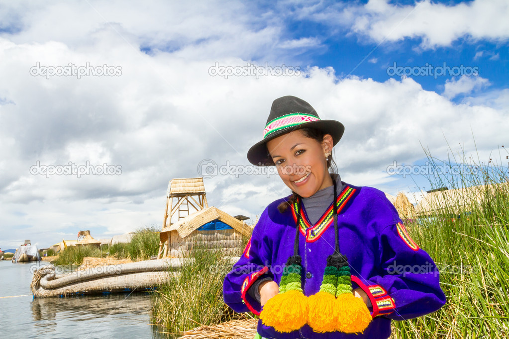 Woman in traditional indigenous clothing, Peru