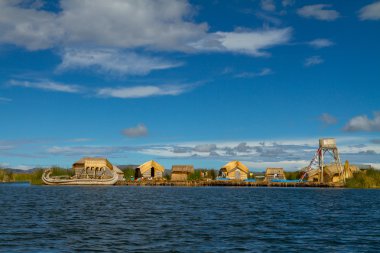 Peru, floating Uros islands on the Titicaca lake clipart