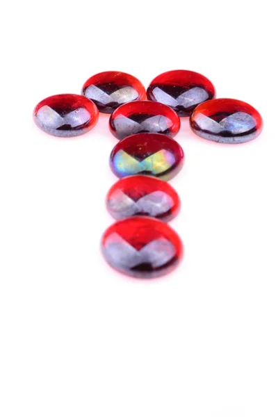 Flecha roja 3d hecha de piezas de vidrio — Foto de Stock