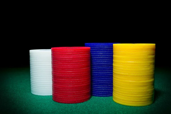 Color shot of a stack of various poker chips — Stock Photo, Image