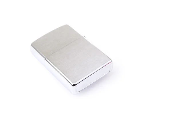 Silver metal zippo lighter isolated on white — Stock Photo, Image