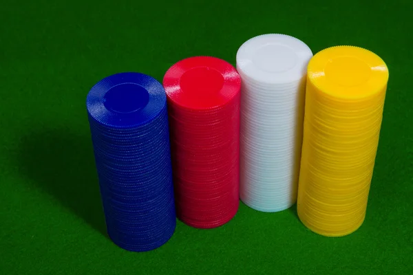 Color shot of a stack of various poker chips — Stock Photo, Image