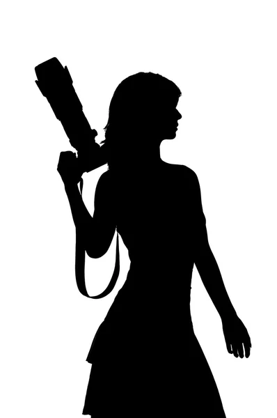 Frau mit Kamera-Silhouette — Stockfoto