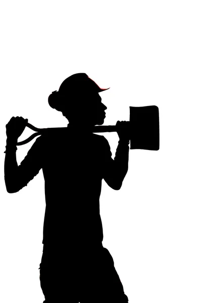 Silhouette of a Construction builder worker — Stock Photo, Image