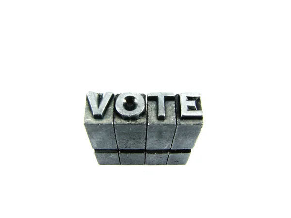 Ψηφοφορία σημάδι, αντίκες μέταλλο γράμμα τύπου απομονωμένες — Φωτογραφία Αρχείου