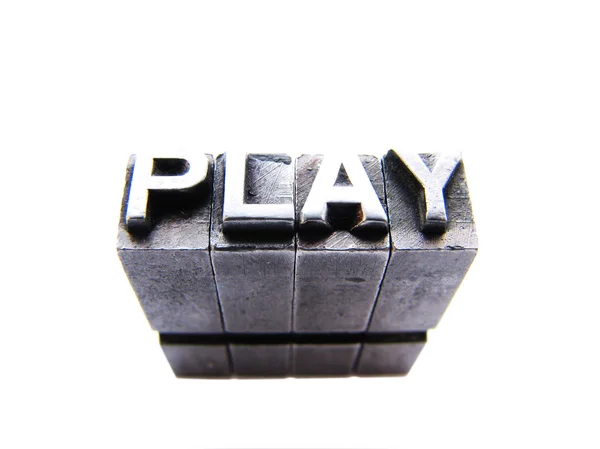 Spielzeichen, Buchstabentyp aus antikem Metall isoliert — Stockfoto