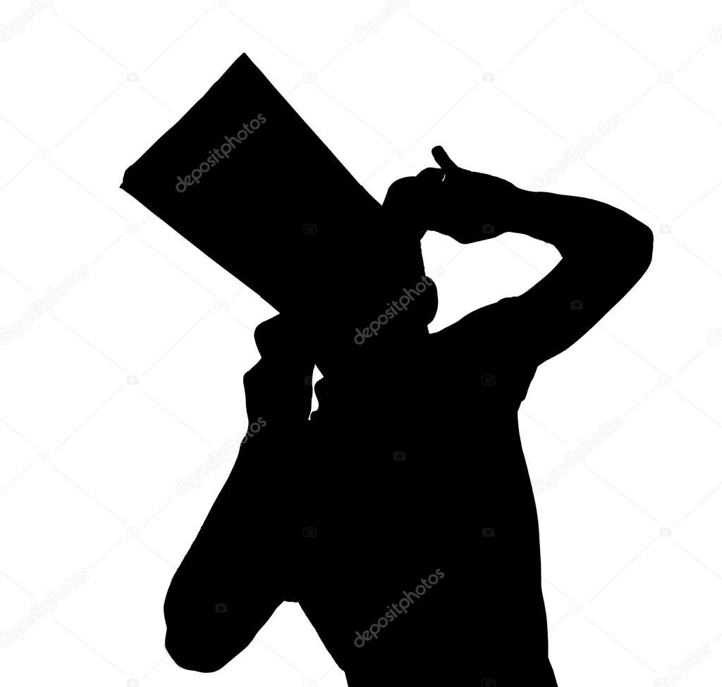 Silhouette of a Handsome man with hat saluting