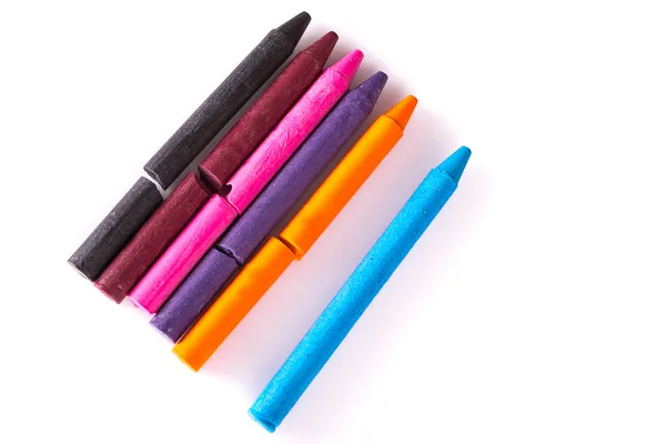 Colored crayons on white background — Stock Photo, Image