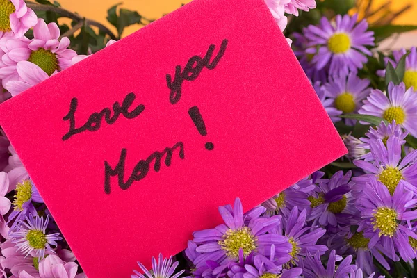 Mother day greeting, love you mom, handwritten. — Stock Photo, Image
