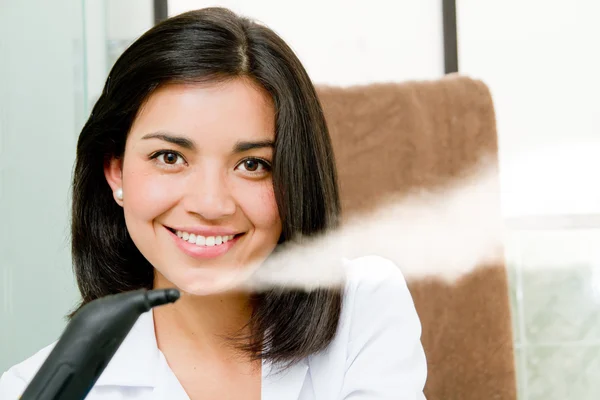 Portrait of a hot young lady in cleaning gear — Stock Photo, Image