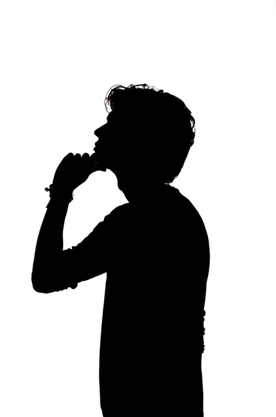Thoughtful handsome male silhouette — Stock Photo, Image