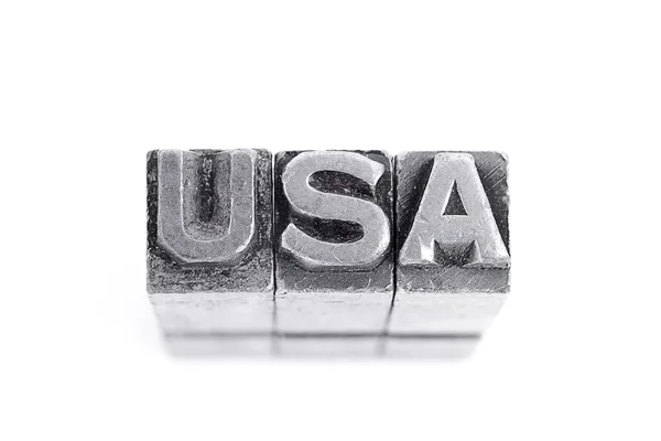 Usa Zeichen, antike Metall Buchstabenart — Stockfoto