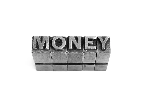 Money sign, antique metal letter type — Stock Photo, Image