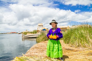 Woman in traditional indigenous clothing, Peru clipart