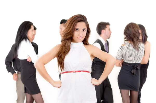 Competitiva mulher de negócios irritada no escritório — Fotografia de Stock