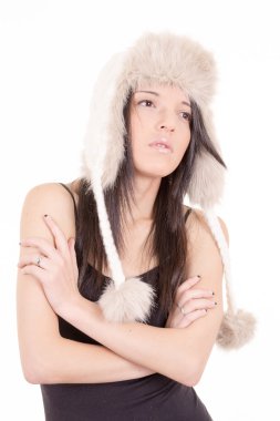 genç kadın moda çekim kış şapkası
