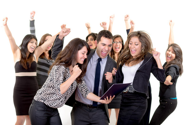 Large group of happy business . Success.