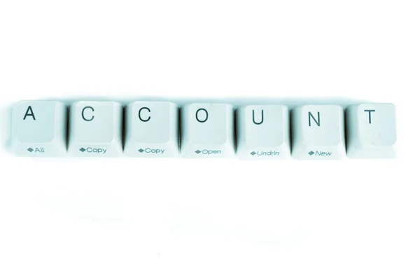 Mot de compte écrit avec des boutons d'ordinateur — Photo