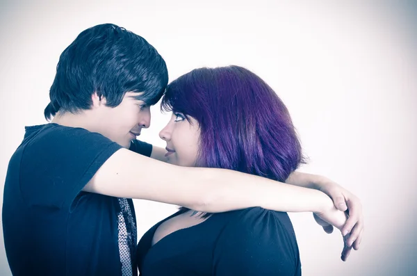 Portrait of a dark metal style couple in love — Stock Photo, Image