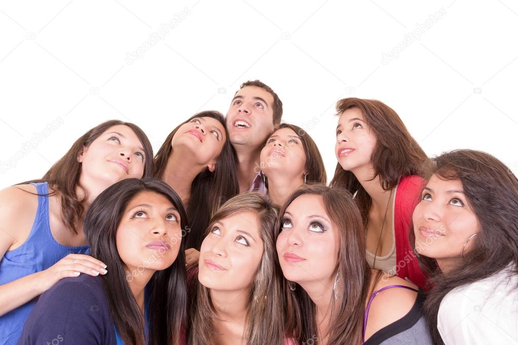 Guardare In Alto A Destra closeup ritratto di guardare verso l'alto — Foto Stock © pxhidalgo